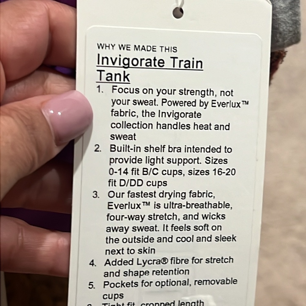 LULULEMON INVIGORATE TRAIN TANK SIZE 4 PURPLE COLOR NWT - Picture 5 of 6